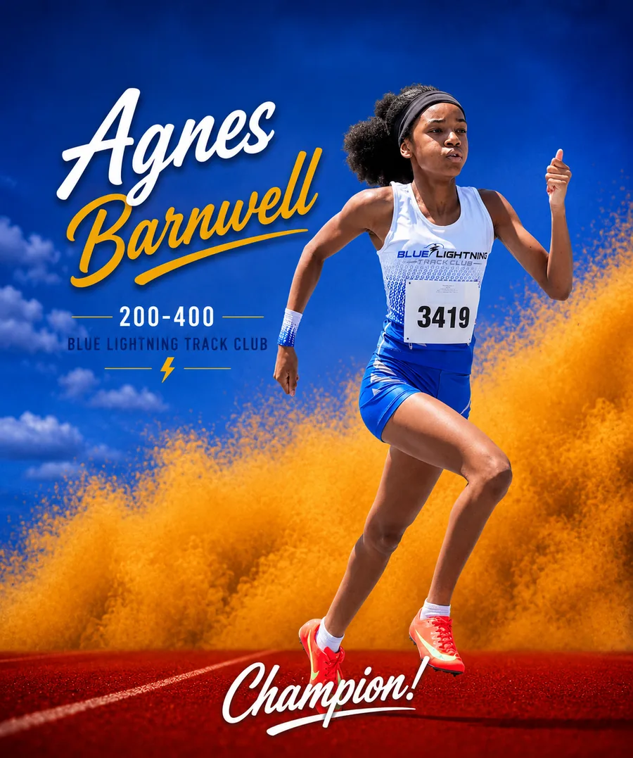 Blue Lightning Champion Agnes Barnwell sprinting