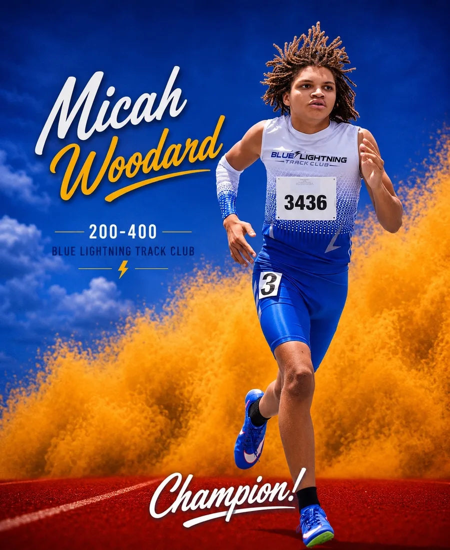 Blue Lightning Champion Micah Woodard sprinting