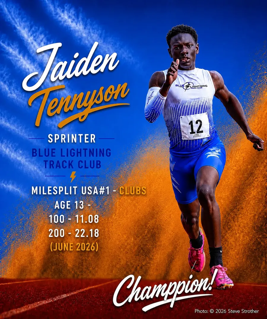 Blue Lightning Champion Jaiden Tennyson sprinting