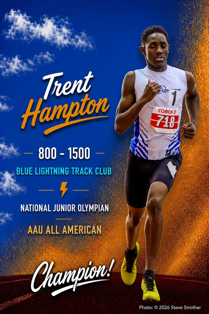 Blue Lightning Champion Trent Hampton running distance