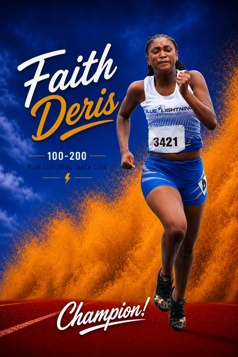 Blue Lightning Champion Faith Deris sprinting